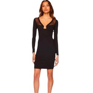 SUSANA MONACO- BLACK V NECK WIRE MESH MINI DRESS SIZE SMALL NWT!!